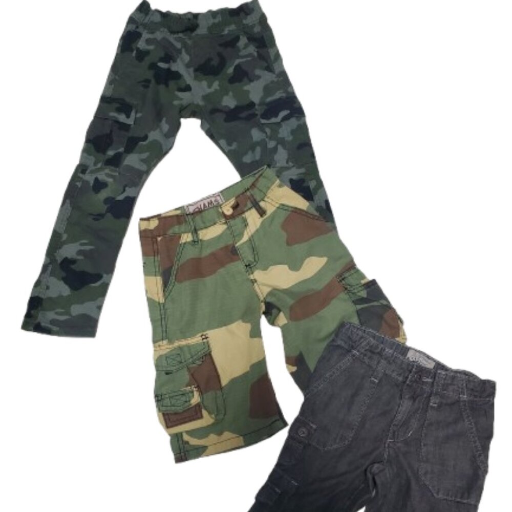 Lot of 3 kid boys cargo shorts and pant size 5